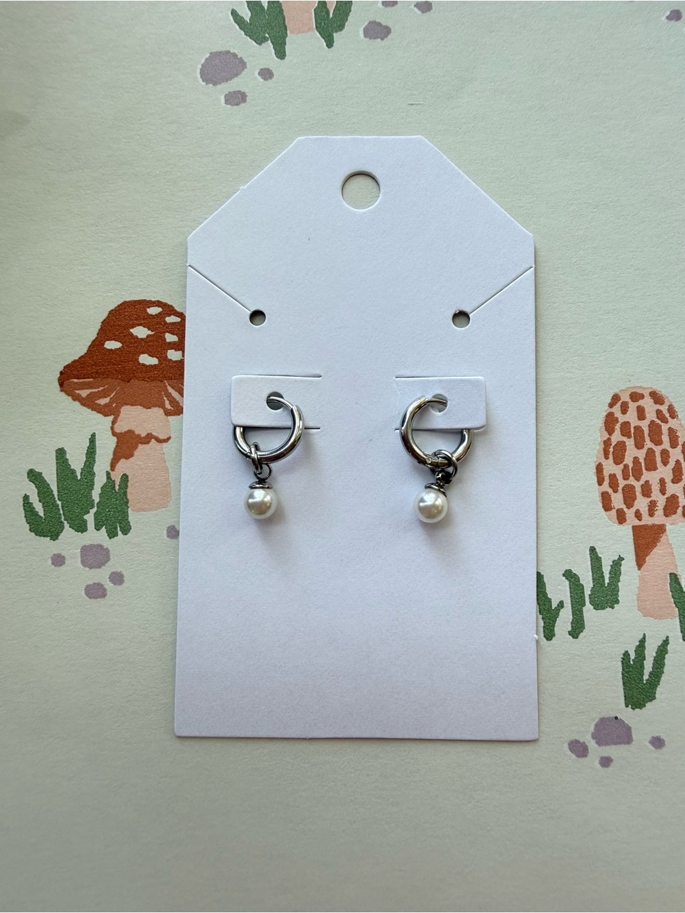 Pearl Drop Hoop Earrings - Silver-Tone Women’s Jewelry
